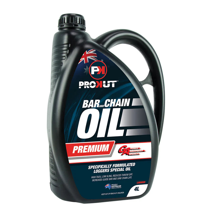 ProKut Premium Bar & Chain Oil 4L bottle for chainsaws, pole saws and workshop use