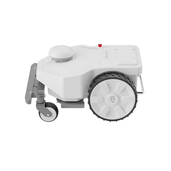 Side profile view of FJD FRX Robotic Lawn Mower for sports turf and golf courses