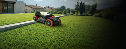 Freshly cut green lawn showing the even finish produced by the Kress EyePilot robotic mower