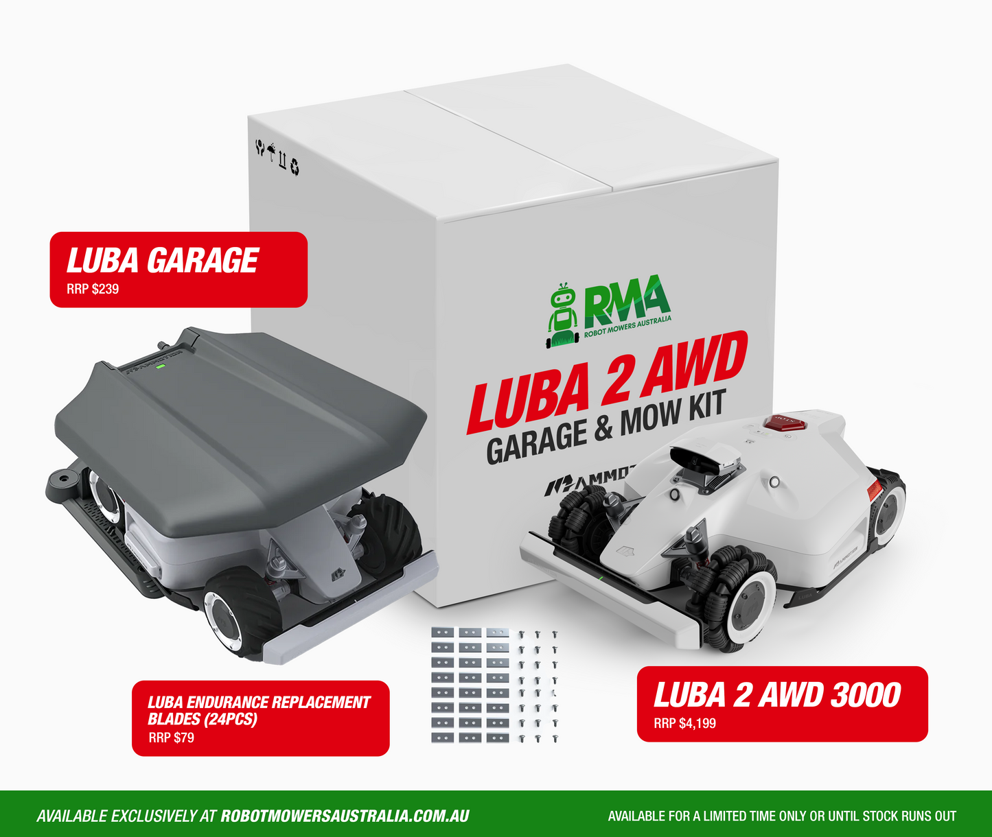 Mammotion LUBA 2 AWD 3000 Garage & Mow Kit