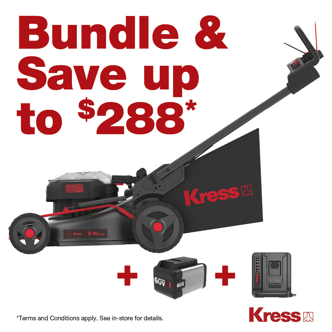 Kress KG760E Self Propelled Mower with KA302 Battery & KA3714 Charger Bundle