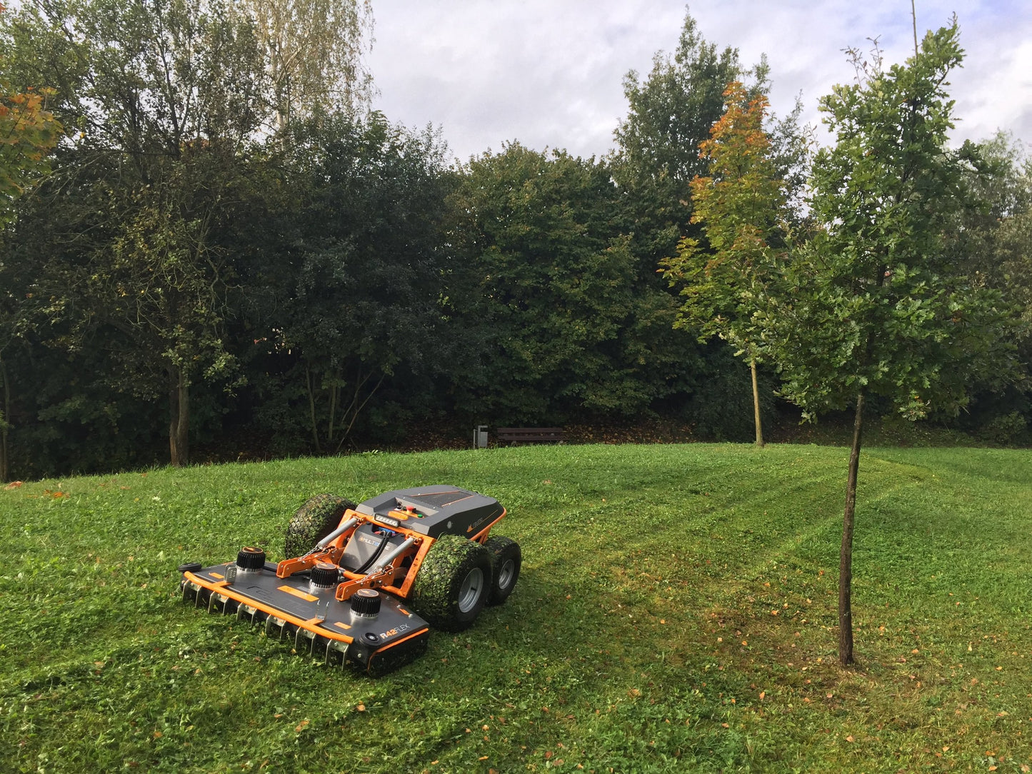 Remote control turf mower 
