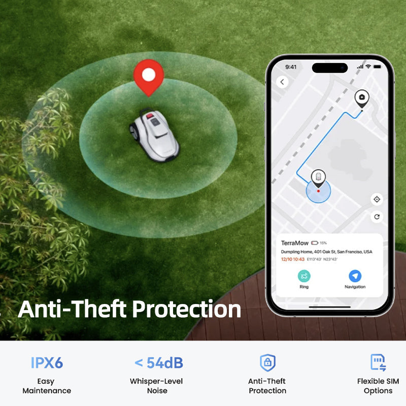 TerraMow V1000 AI robot mower for lawns up to 1,000 m² with 150-minute runtime