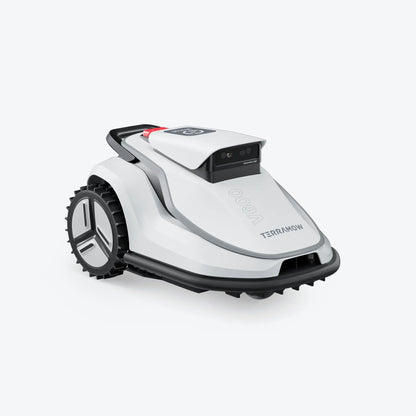 TerraMow V600 triple-camera robot mower, front-right three-quarter view