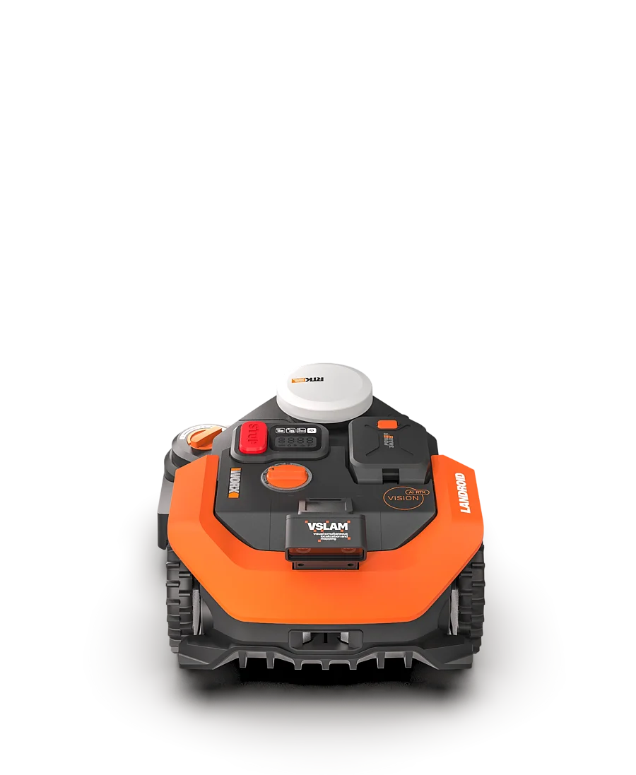 WORX Landroid Vision Cloud WR308EA robot mower with Cut to Zero fitted