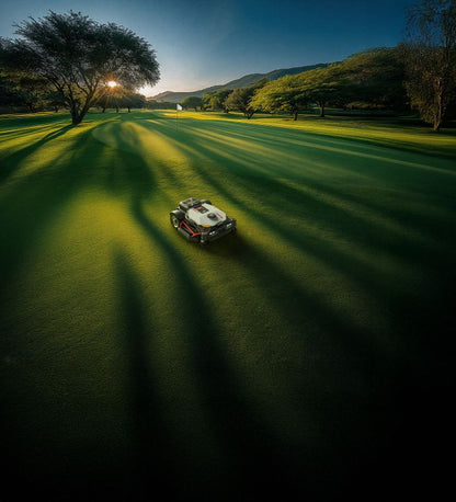 Kress KR238E MEGA 600 operating on a large commercial sports field — professional striping result