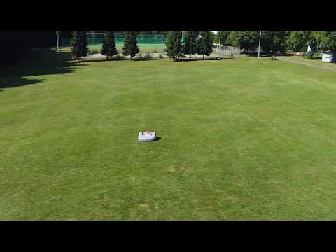 Echo robotic mower working on large lawn